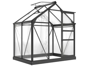 Serre de jardin polycarbonate 190 x 132 x 201 cm résistant aux uv 30+ fondation renforcé gouttière gris