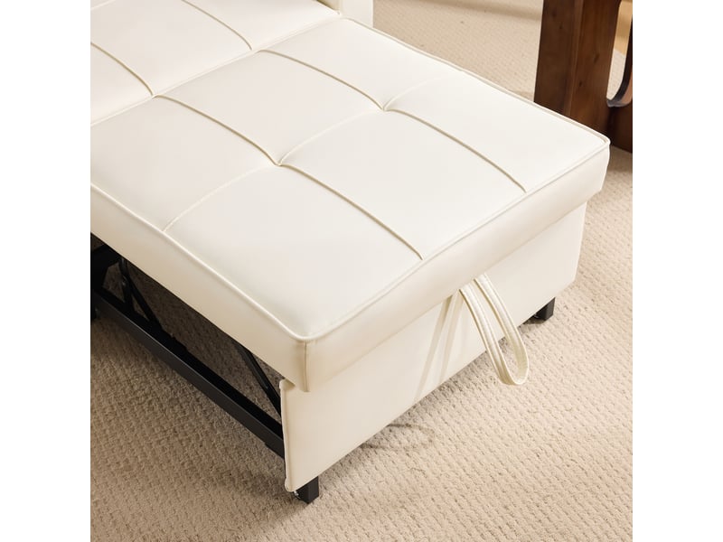 Fauteuil convertible blanc 1 place - canapé lit extensible avec usb et porte-gobelets, design moderne - Conforama D