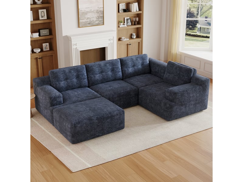  Canapé modulable, canapé de salon, en chenille, adapté à l'espace de vie, mobilier pour espace de vie, pour salon et séjour  - Conforama D