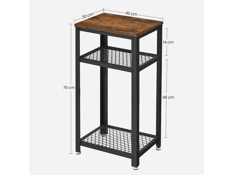  Table de chevet - leobert - brun rustiquenoir - 40 x 30 x 75 cm  - Conforama C