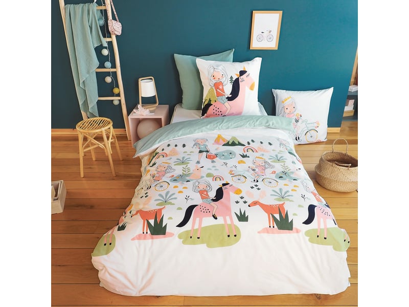  Parure de lit enfant 140x200 cm coton bci tess rando PD23211 - Conforama E