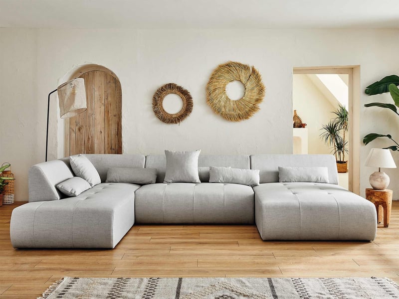  Onyx - canapé panoramique d'angle gauche 7 places - en tissu - lisa design - gris clair ONYX - Conforama B