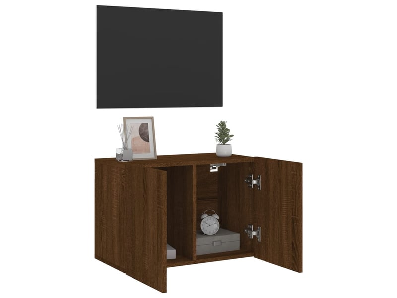  Meuble tv - banc tv - meuble de rangement mural chêne marron 60x30x41 cm  - Conforama D