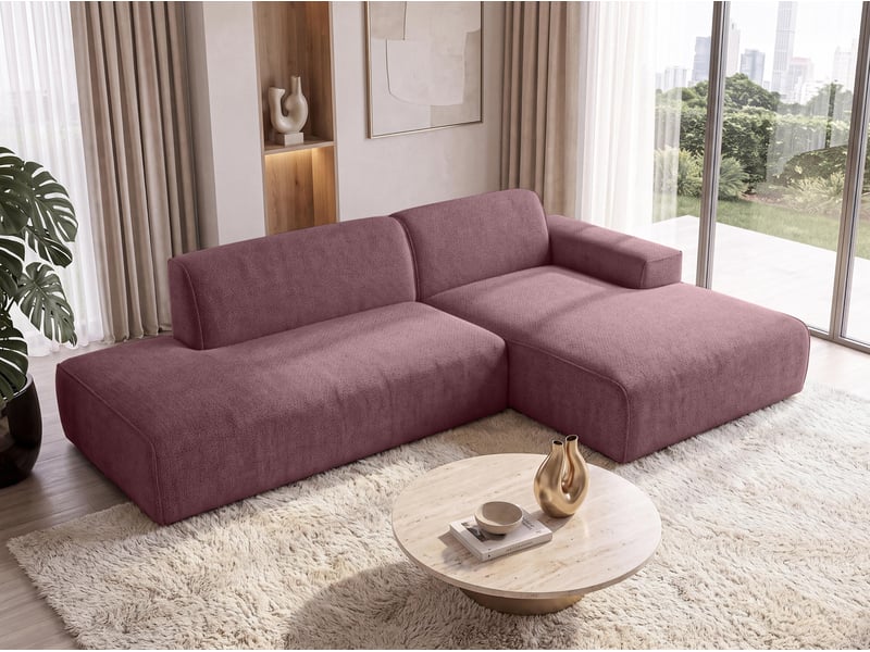  Canapé d'angle moderne didim duo, 288 cm, couleur rose, revętement en chenille d Didim Duo - Conforama D