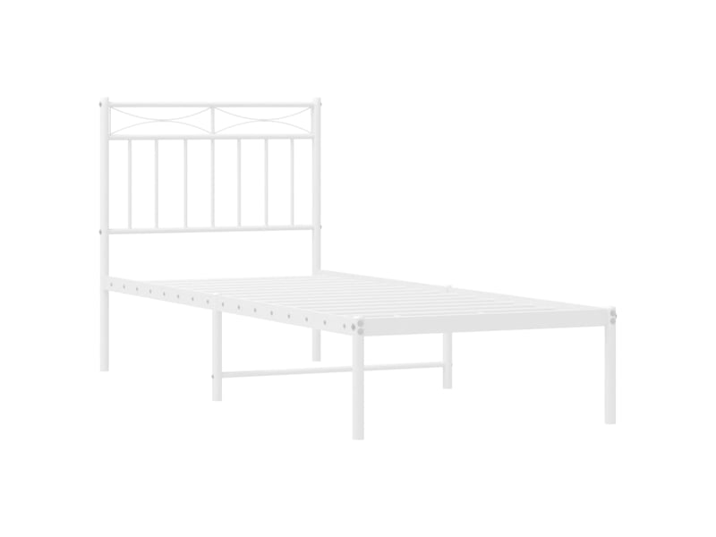  Lit simple- lit adulte -  cadre de lit métal sans matelas avec tête de lit blanc 80x200cm  - Conforama C