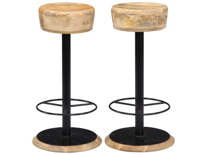  Lot de deux tabourets de bar design chaise siège bois de manguier solide 1202092  - Conforama A