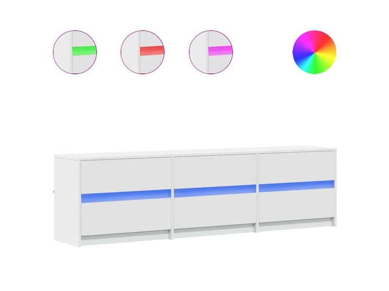 Meuble tv - banc tv - meuble de rangement avec led blanc 180x34x50 cm bois d'ingénierie - Conforama A