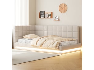 Lit banquette 90x200 cm <strong></strong>  <strong>Fay Lum</strong> coloris beige