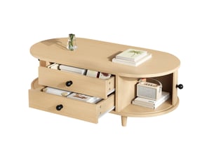 Table basse ovale coloris bois clair FLORAGRACE - 50 cmx100 cm