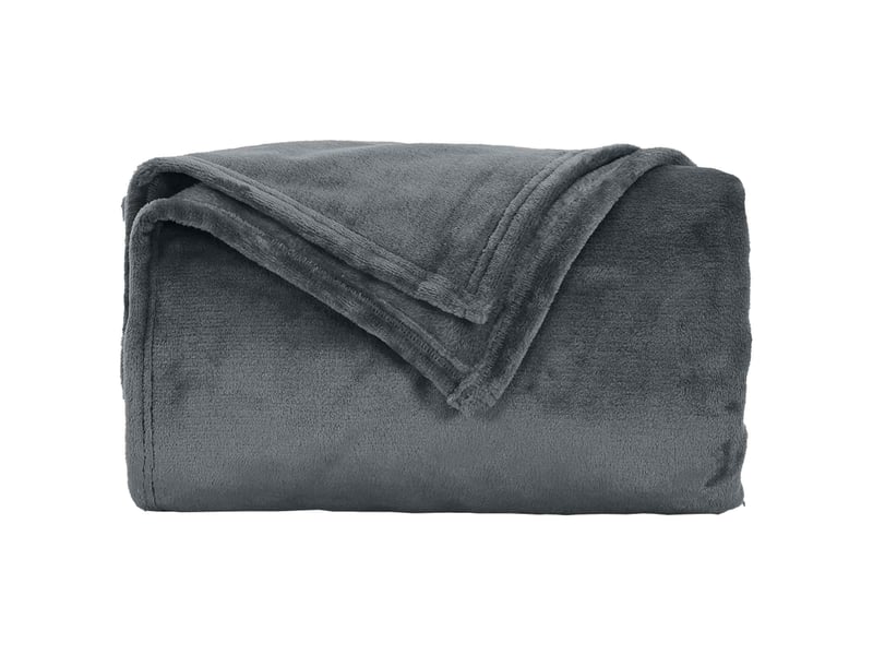  Plaid canapé gris foncé 240x270 cm 1.69 kg polaire  - Conforama D
