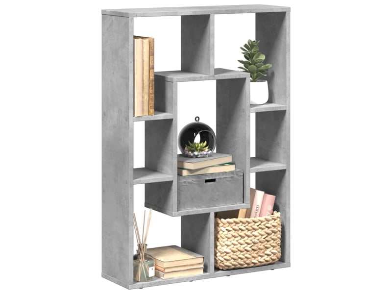  Bibliothèque, meuble de rangement salon gris béton 63x20x90 cm bois d'ingénierie  - Conforama B