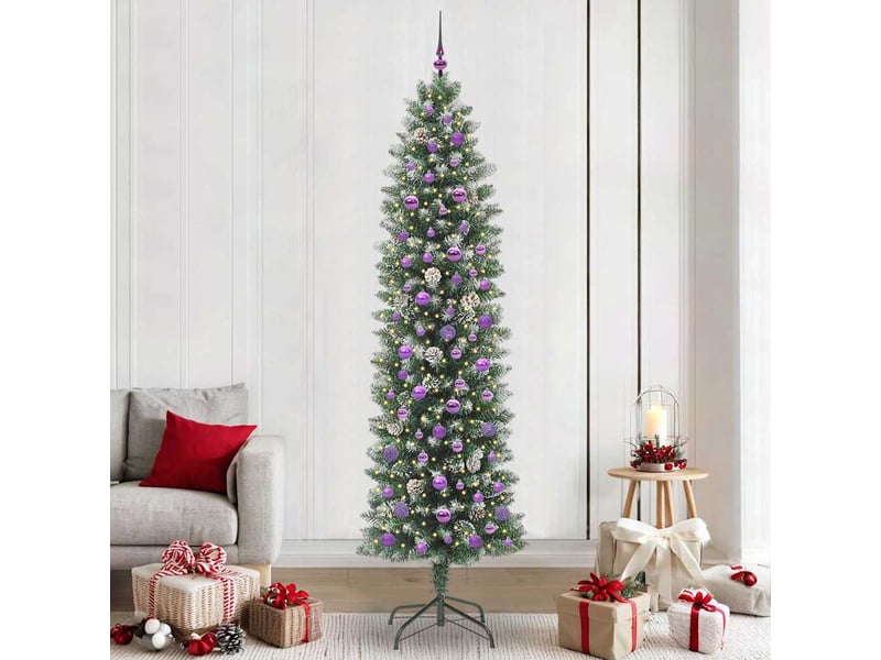 Sapin de noël, arbre de noël artificiel slim vert et blanc 240 cm cf61710 - Conforama B