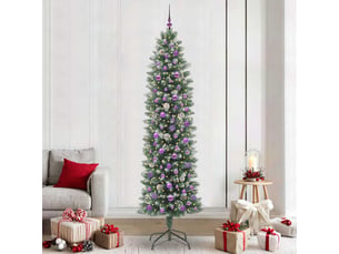 Sapin de noël, arbre de noël artificiel slim vert et blanc 240 cm cf61710