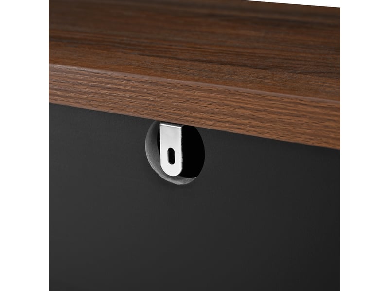  Buffet noir 160x35x76 cm, meuble de rangement spacieux avec 4 portes et 3 tiroirs pour salon moderne  - Conforama W