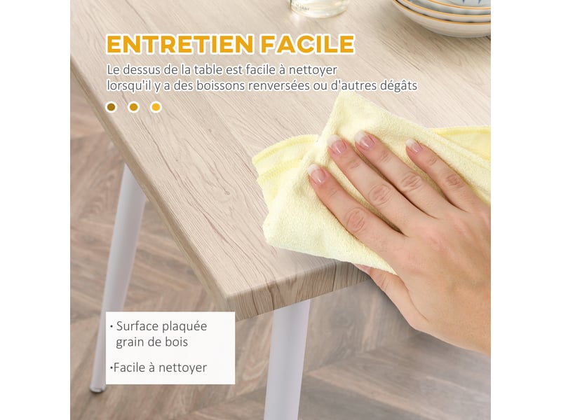 Ensemble table à manger carrée 3 pièces avec 2 chaises cuisine salle à manger plateau mdf châssis métal blanc - Conforama E