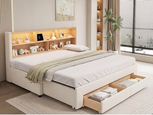 Lit gigogne 90x200 cm <strong>BGSRYAO</strong> <strong></strong> coloris beige