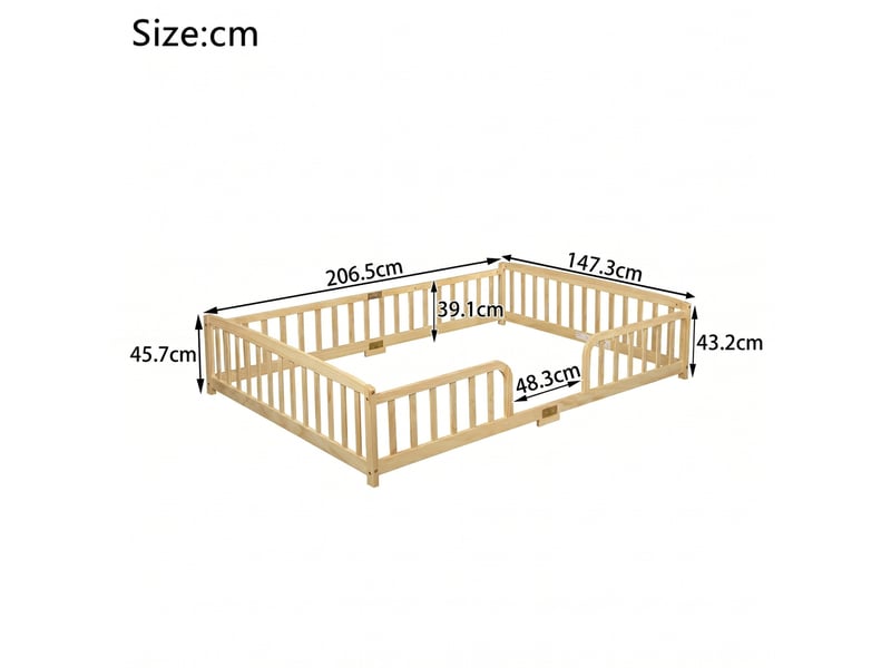  Lit enfant 140x200 cm avec barrières de sécurité en pin coloris naturel  - Conforama E