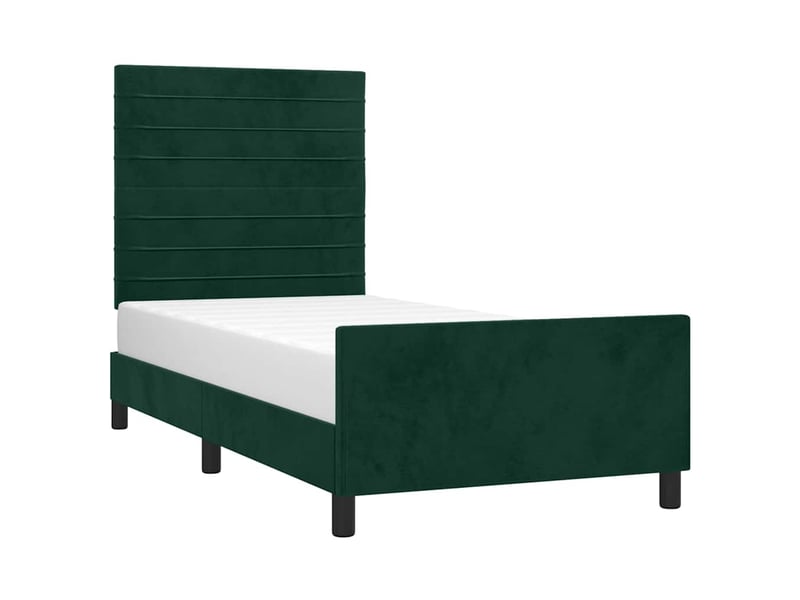 Lit simple- lit adulte - cadre de lit sans matelas vert foncé 80x200 cm velours - Conforama B