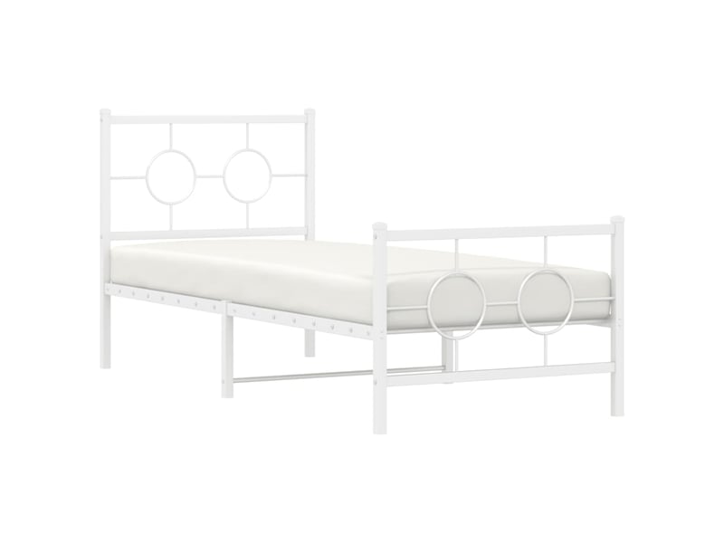 Lit simple- lit adulte - cadre de lit métal sans matelas avec pied de lit blanc 80x200cm - Conforama C