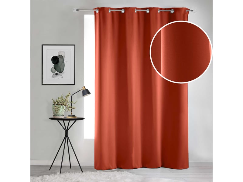  Lot de 2 rideaux à œillets grande hauteur 135 x 280 cm occultants unis occult terracotta  - Conforama B