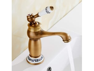 Mitigeur lavabo salle de bain robinet antique en laiton cromé vintage monocommande en céramique pour évier de cuisine salle de bain (antiqué)