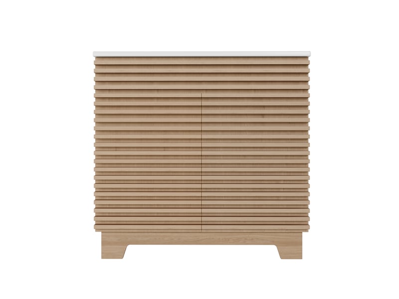  Meuble vasque naturel avec lavabo intégré, portes amorties et rangements 91 cm  - Conforama A