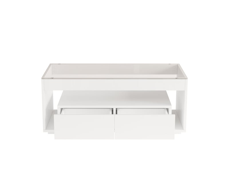  Table basse 100x50x40 cm led 2 tiroirs panneau de particules blanc  - Conforama A