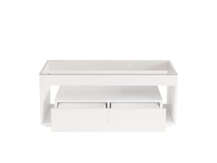 Table basse 100x50x40 cm led 2 tiroirs panneau de particules blanc