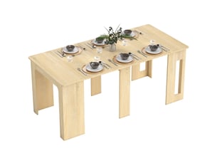 Table de salle à manger, table pliante, table de cuisine extensible, table de salle à manger, panneaux de particules, 60-180 x 85 x 75 cm, naturel