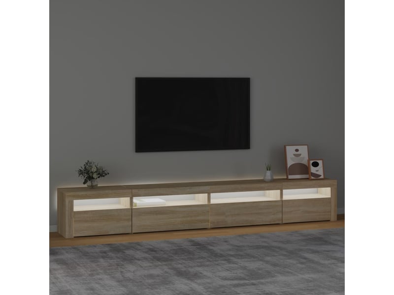  Meuble tv - banc tv - meuble de rangement avec lumières led chêne sonoma 270x35x40 cm  - Conforama C