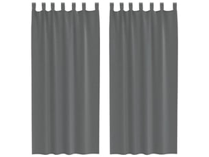 Lot de 2 rideaux en voile, voilages avec boucles gris foncé 140x245 cm cf44302