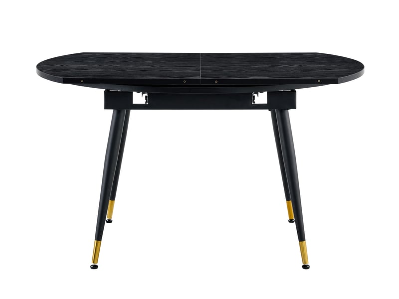  Table à manger extensible moderne, ronde à ovale, plateau mdf avec accents dorés, pieds métal , gain de place pour cuisine et salle à manger-noir BUYDEEMEUS - Conforama A
