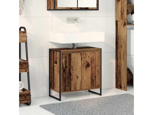 Cabinet de salle de bain, meuble de rangement bois ancien 60x30x60 cm