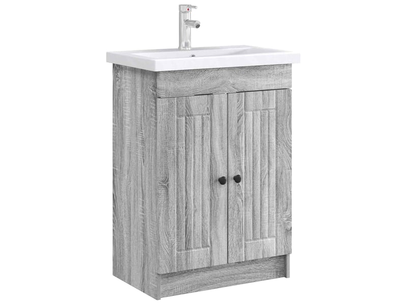  Armoire sous évier de salle de bain, meuble de rangement sonoma gris shl972  - Conforama C