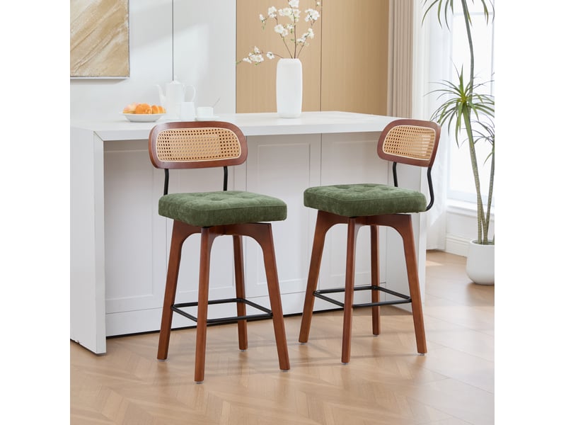  Lot de 2 tabourets de bar pivotants 360° 44x51x96 cm – vert – hauteur réglable et assise en chenille  - Conforama B