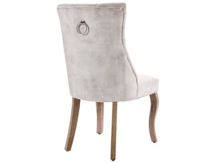 Lot de 2 chaises de salle à manger en velours beige clair, dossier haut capitonné, assise 51 cm, structure stable