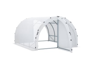 Serre de jardin tunnel surface sol 12 m² 4l x 3l x 2h m châssis tubulaire renforcé 25 mm double porte avec poignées blanc