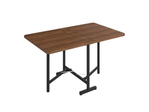 Table à manger extensible et pliante avec rangement compact - support en alliage, mdf couleur noyer