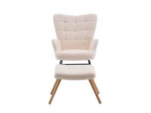 Fauteuil à bascule avec repose-pieds indépendant en tissu sherpa beige cravdom