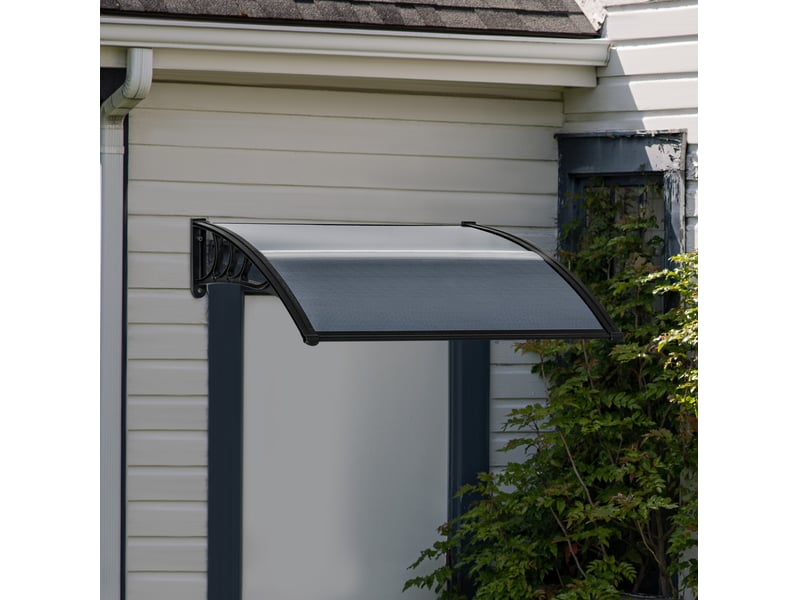  Auvent de porte mural 100 x 75 cm - noir - protection uv et pluie avec kit de montage pour mur en béton  - Conforama B