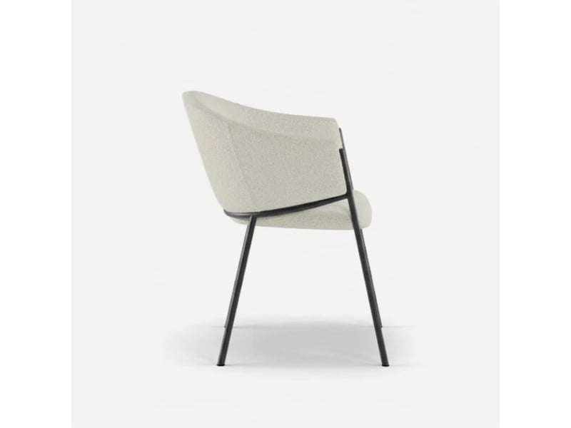  Lot de 2 chaises rembourrées en tissu bouclette easy-clean duna - blanc  - Conforama D