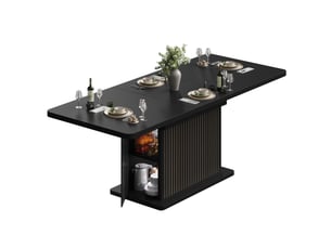 Table à manger extensible,120-160x80x76 cm,avec rangement,mdf,noir