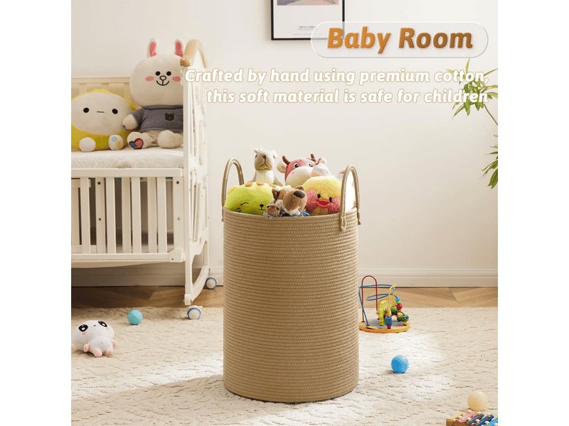 Panier à linge en corde de coton tressé 60 litres pour ranger vêtements sales ou jouets, marron - Conforama D