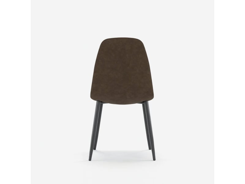  Lot de 4 chaises rembourrées en similicuir pour salon aurelia - marron foncé  - Conforama D