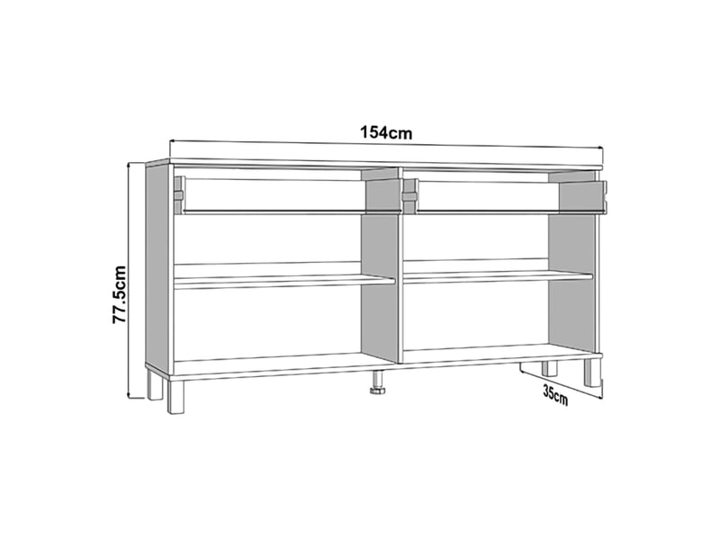  Buffet barich, enfilade 3 étagères, 154x35x78h cm blanc Barich - Conforama C