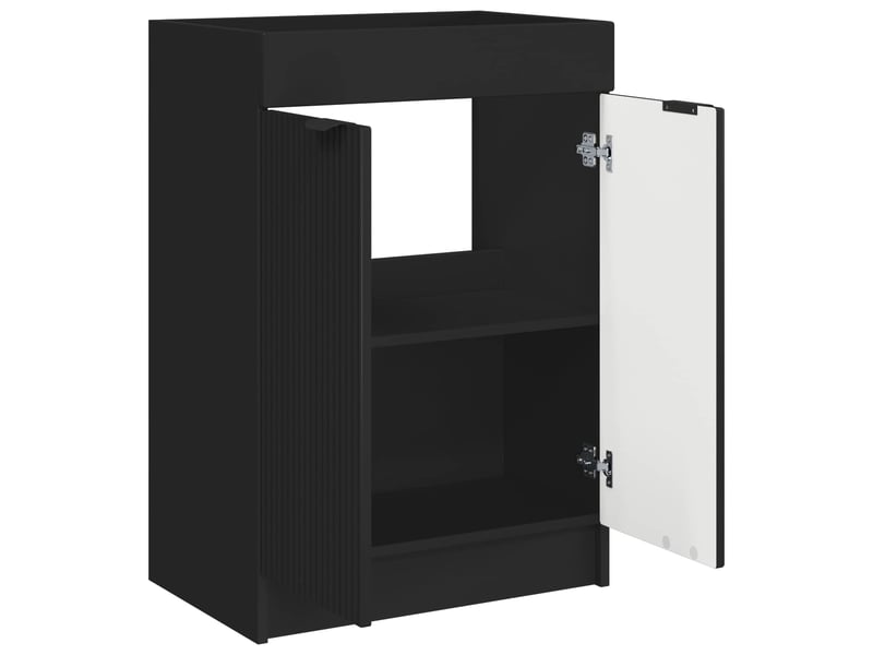  Armoire sous évier de salle de bain, meuble de rangement noir 78.5x37.5x81 cm shl4526  - Conforama D