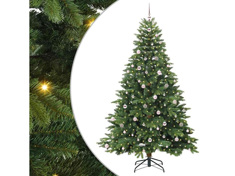  Sapin de noël artificiel, arbre de noël avec 300 led vert 240 cm pe et pvc shl6547  - Conforama A