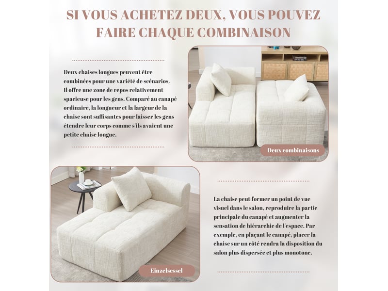  Méridienne 158x90x60 cm sans montage beige  - Conforama D