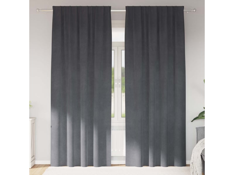  Lot de 2 rideaux, rideaux de fenêtre gris clair 140 x 260 cm velours cf44057  - Conforama B