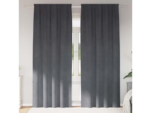 Lot de 2 rideaux, rideaux de fenêtre gris clair 140 x 260 cm velours cf44057